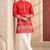 Red Color Premium Design Embroidery Beads And Sequins Work Fabric Premium Shimmer Mens Ethnic Wear Kurta Pant Set