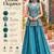 Women's silk blend embroidered with beads work teal blue kurta set with dupatta and sharara