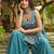Women's silk blend embroidered with beads work teal blue kurta set with dupatta and sharara