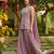 Women's silk blend embroidered with beads work lavender kurta set with dupatta and sharara