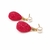 Certified natural freshwater pearls jewellery carved ruby red drop earrings with pearl & crystal stud