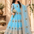 Heavy fendy silk embroidery thred and sequnce work sky readymade ethnic gown