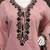 Pink silk blend hand embroidery semi stitched salwar suits