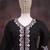 Black silk blend hand embroidery semi stitched salwar suits