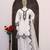 White silk blend hand embroidery semi stitched salwar suits