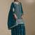 Teal silk blend zari work semi stitched salwar suits