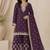 Wine silk blend zari work semi stitched salwar suits