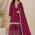 Rani pink silk blend zari work semi stitched salwar suits