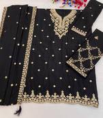 Black silk blend zari work semi stitched salwar suits