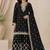 Black silk blend zari work semi stitched salwar suits