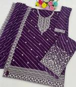 Dark purple faux georgette geometric print semi stitched salwar suits