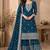 Teal faux georgette geometric print semi stitched salwar suits