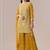 Mustard yellow faux georgette beads semi stitched salwar suits