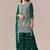 Emerald green faux georgette beads semi stitched salwar suits