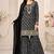 Black faux georgette geometric print semi stitched salwar suits