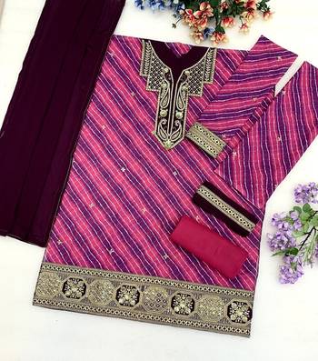 Royal violet faux georgette geometric print semi stitched salwar suits 2
