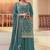 Teal silk blend zari work semi stitched salwar suits