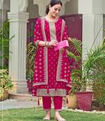 Rani pink georgette sequins work semi stitched salwar suits