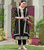 Black georgette sequins work semi stitched salwar suits