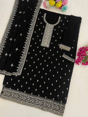 Black georgette sequins work semi stitched salwar suits 2