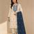 Cream nevy blue blended cotton hand embroidery semi stitched salwar suits