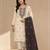 Cream dark brown blended cotton hand embroidery semi stitched salwar suits