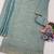 Dusty grey silk blend floral print semi stitched salwar suits