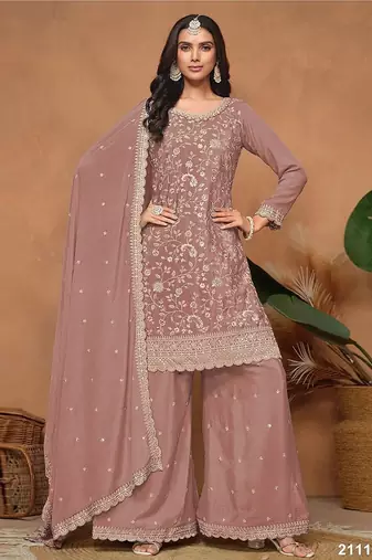 Onion pink silk blend floral print semi stitched salwar suits