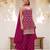 Rani pink silk blend zari work semi stitched salwar suits