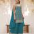 Teal silk blend zari work semi stitched salwar suits