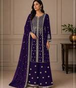 Violet faux georgette sequins work semi stitched salwar suits