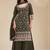 Mehendi green silk blend sequins work semi stitched salwar suits