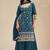 Teal silk blend sequins work semi stitched salwar suits