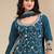 Teal silk blend sequins work semi stitched salwar suits