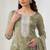 Olive green crepe zari work semi stitched salwar suits