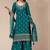 Teal georgette zari work semi stitched salwar suits