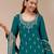 Teal georgette zari work semi stitched salwar suits