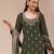 Olive green georgette zari work semi stitched salwar suits