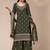 Olive green georgette zari work semi stitched salwar suits
