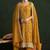 Mustard yellow silk blend zari work semi stitched salwar suits