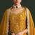 Mustard yellow silk blend zari work semi stitched salwar suits