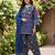 Blue floral printed cotton kurta set