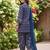 Blue floral printed cotton kurta set
