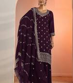 Purple georgette floral print semi stitched salwar suits
