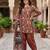 Maroon floral printed cotton kurta set