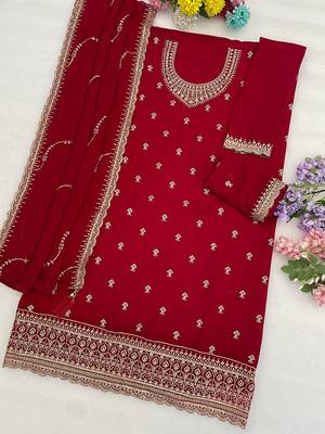 Rani pink georgette floral print semi stitched salwar suits 2
