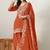 Rust orange silk blend floral print semi stitched salwar suits