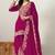 Rani pink silk blend floral print semi stitched salwar suits
