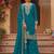 Teal faux georgette zari work semi stitched salwar suits