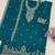 Teal faux georgette zari work semi stitched salwar suits